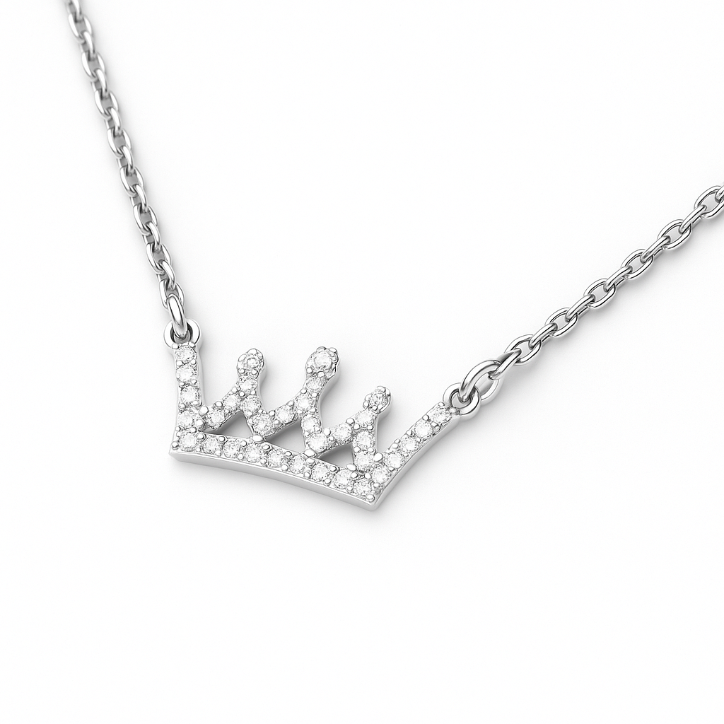 Royal Spark Crown Pendant Necklace