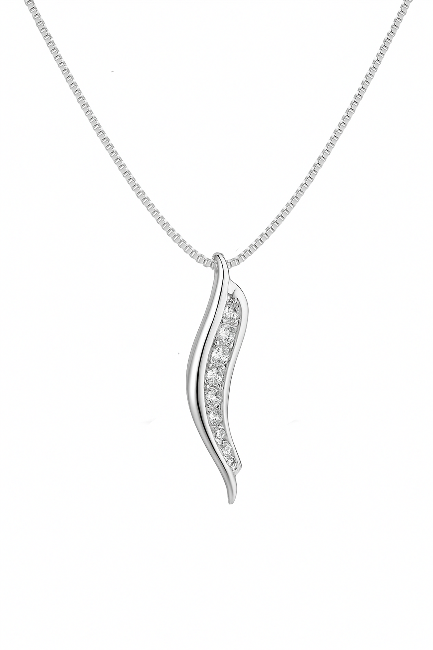Silver Wave Crystal Pendant Necklace