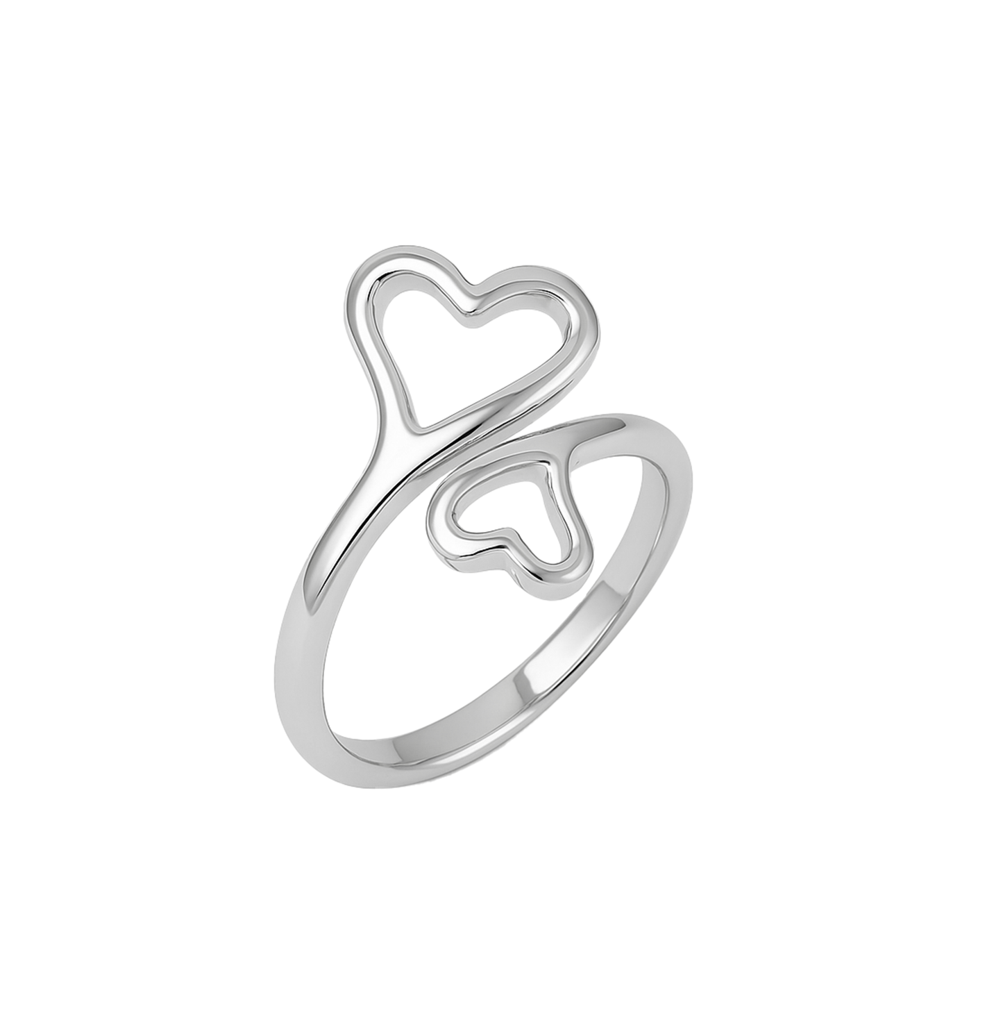 Double Heart 925 Silver Adjustable Ring for Women & Girls