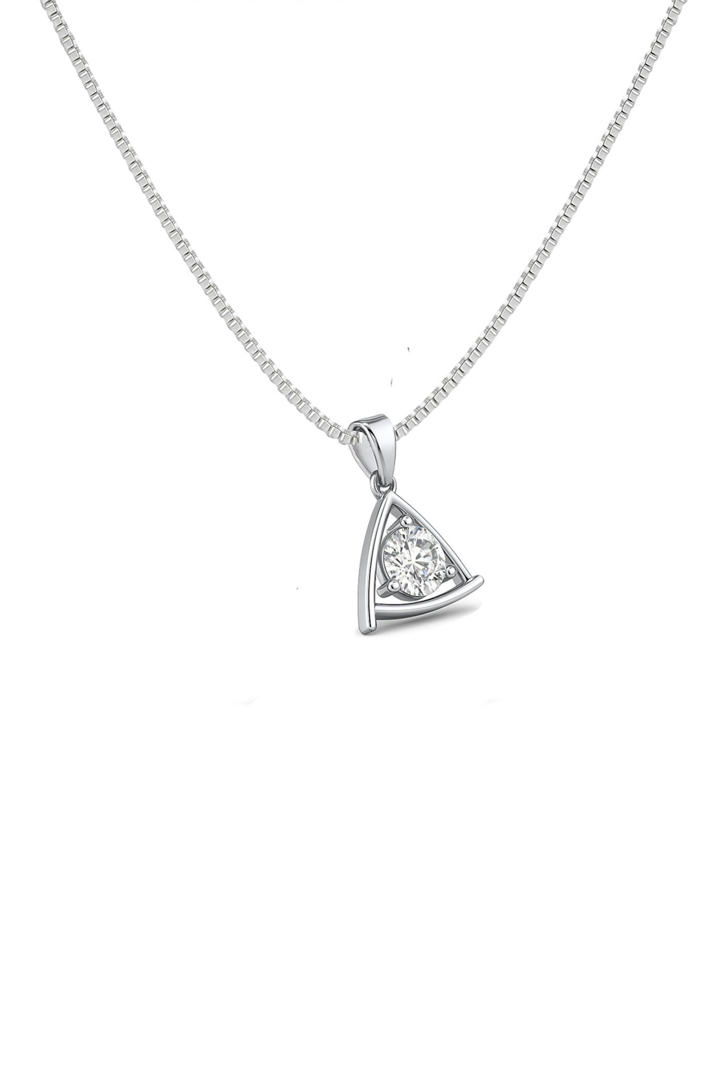 Triangle Solitaire 925 Silver Pendant for Women