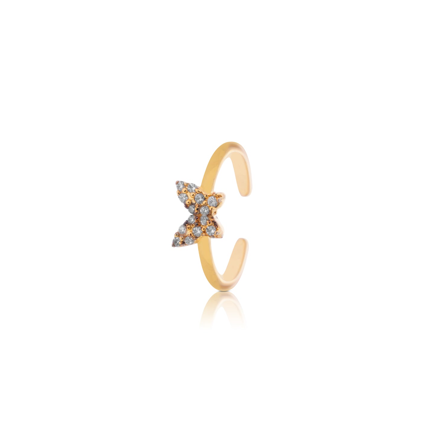 Golden Butterfly Sparkle Silver Ring for Women & Girls