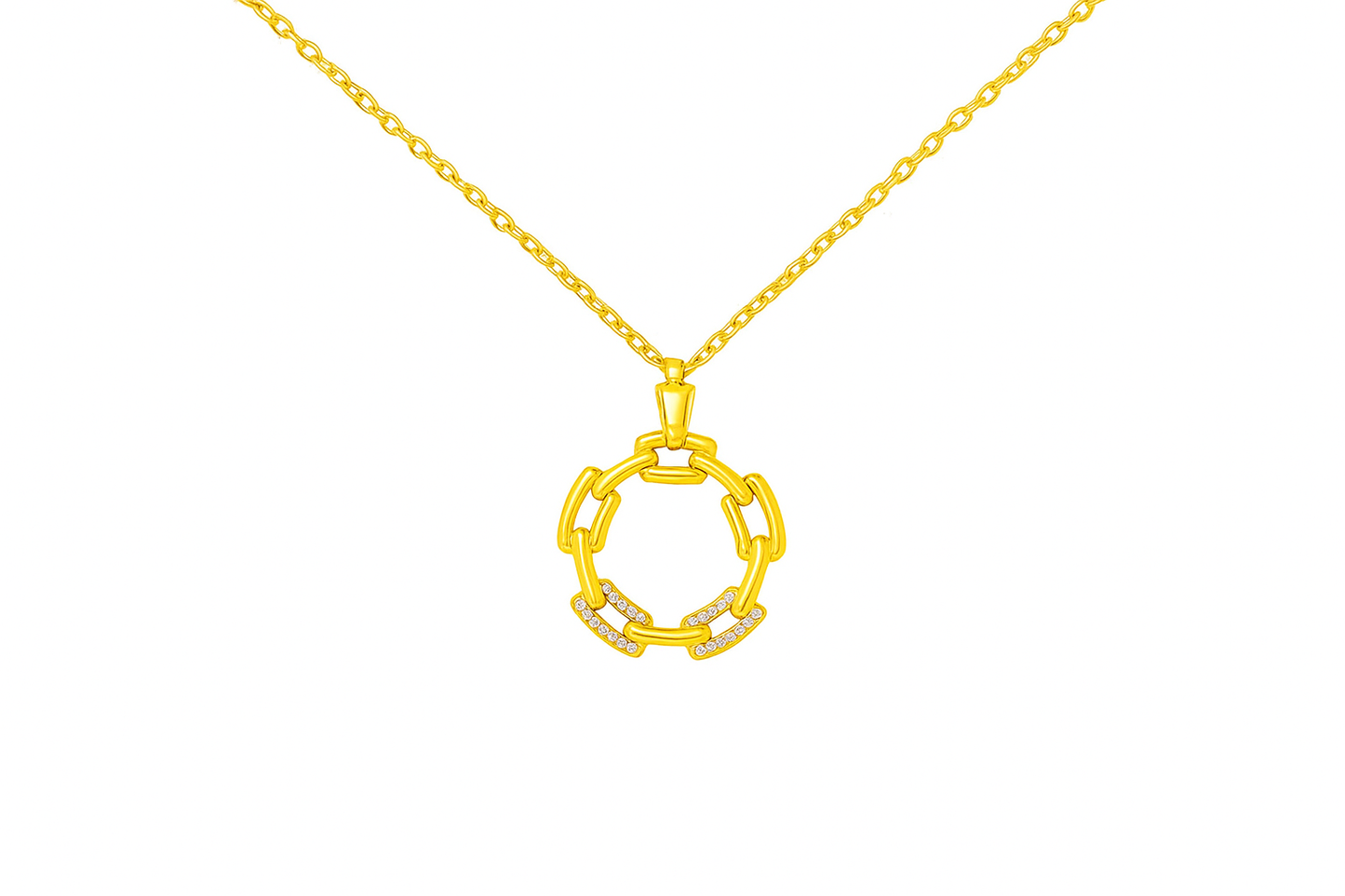 Gold-Plated Silver Orbit Pendant Necklace