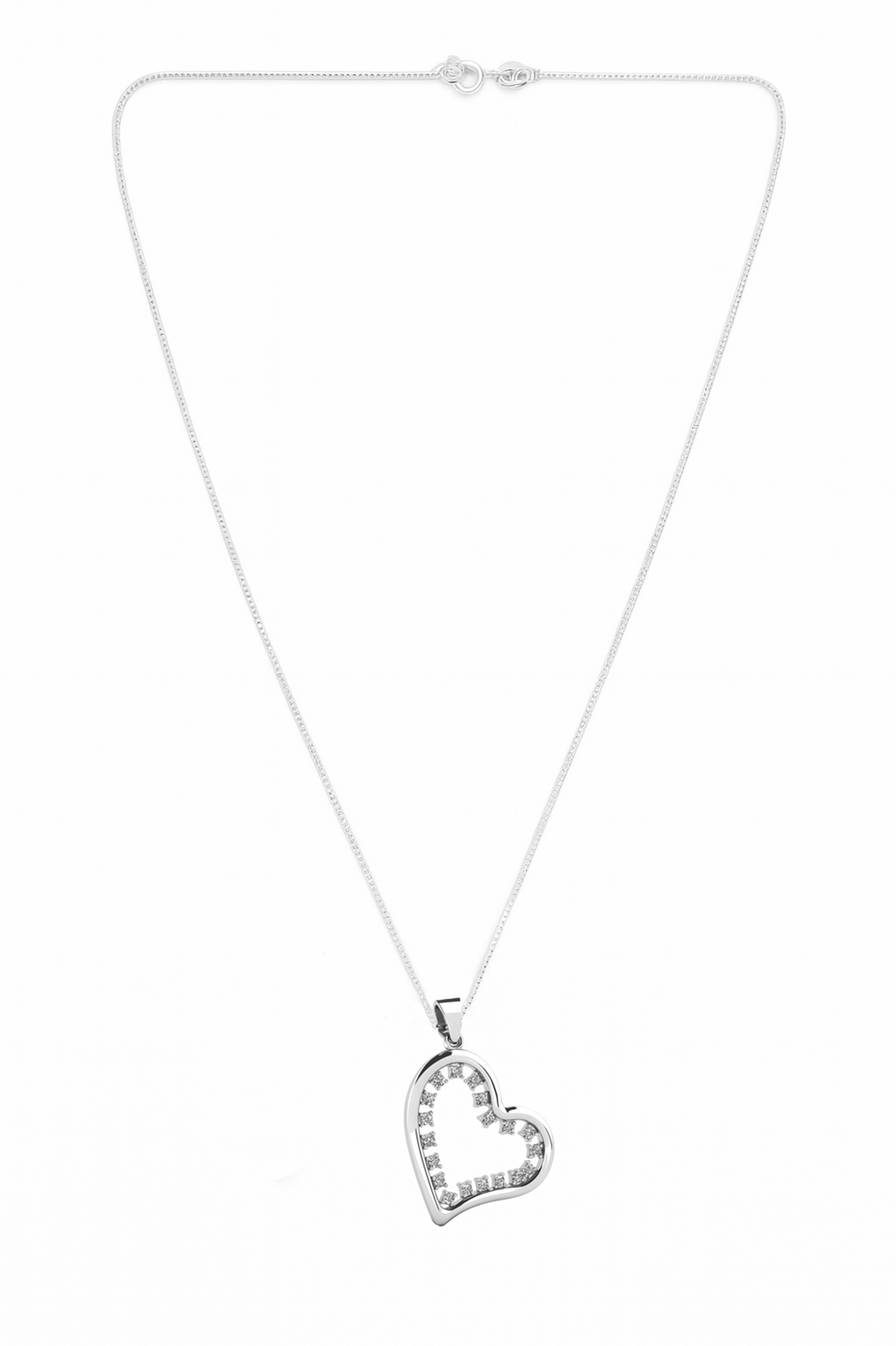 Open Heart Crystal Pendant Necklace