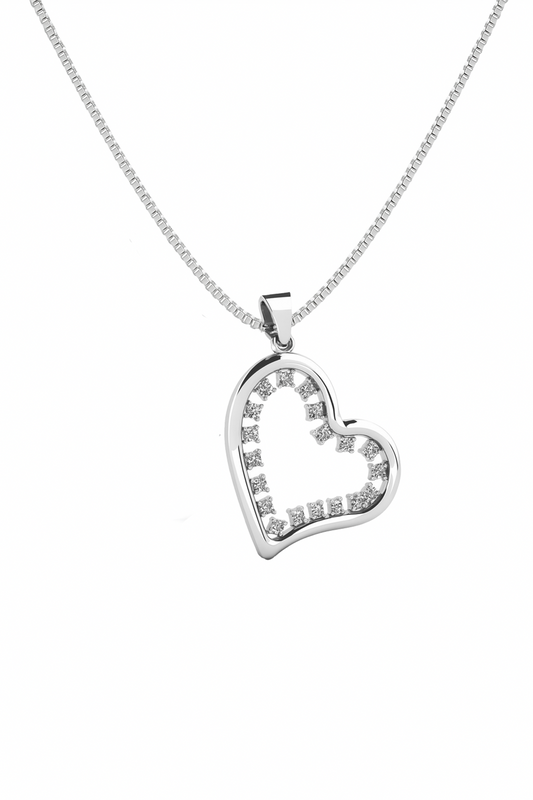Open Heart Crystal Pendant Necklace