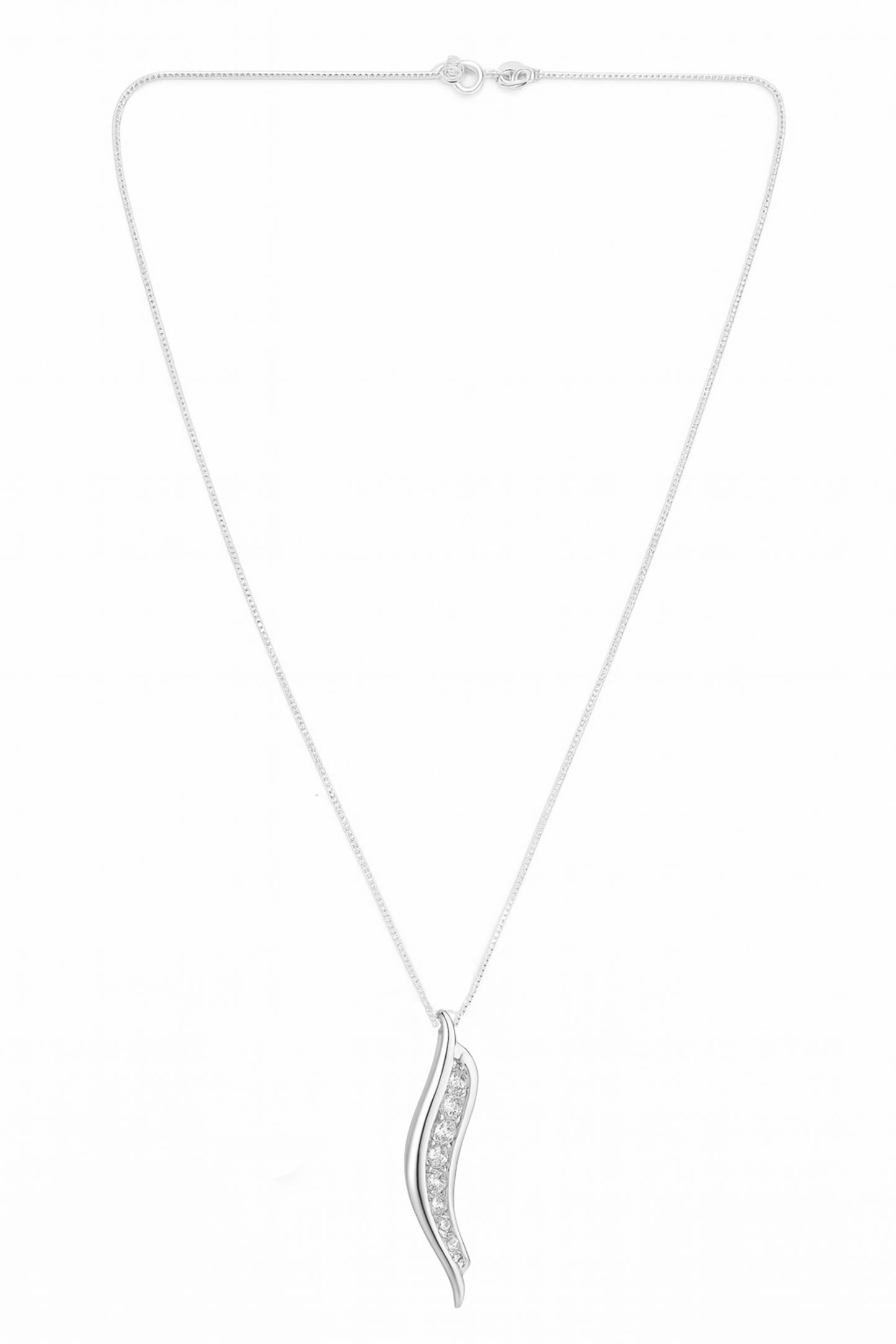 Silver Wave Crystal Pendant Necklace