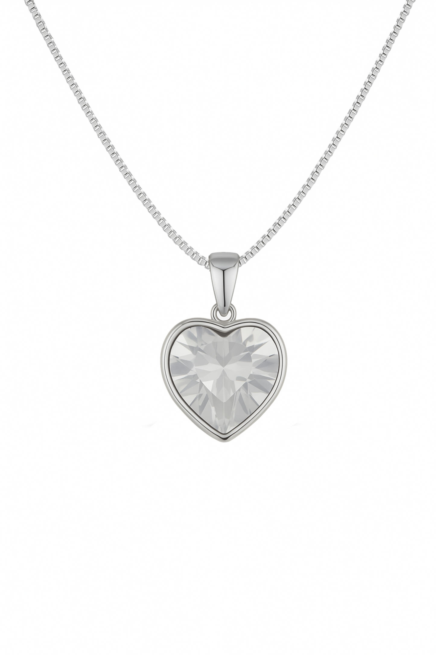 Crystal Heart Solitaire Pendant Necklace