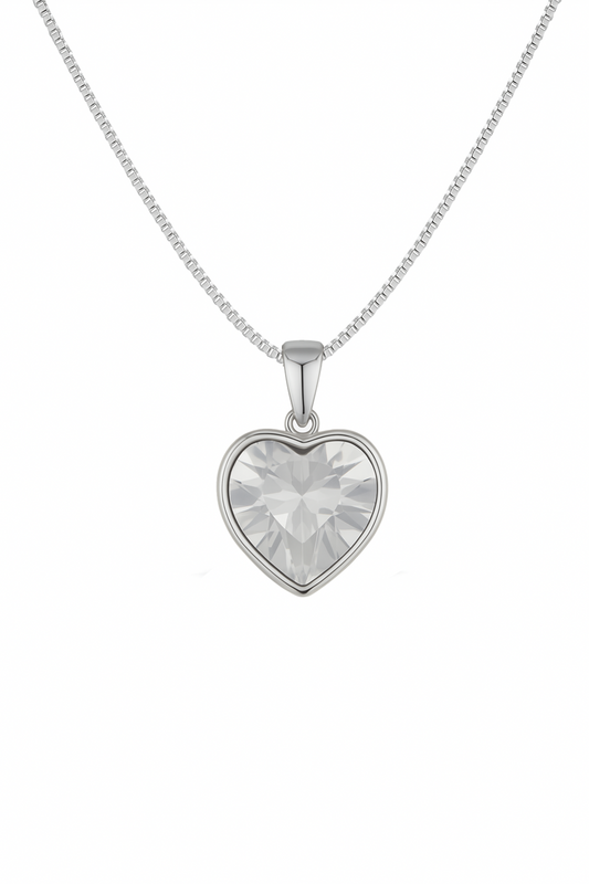 Crystal Heart Solitaire Pendant Necklace