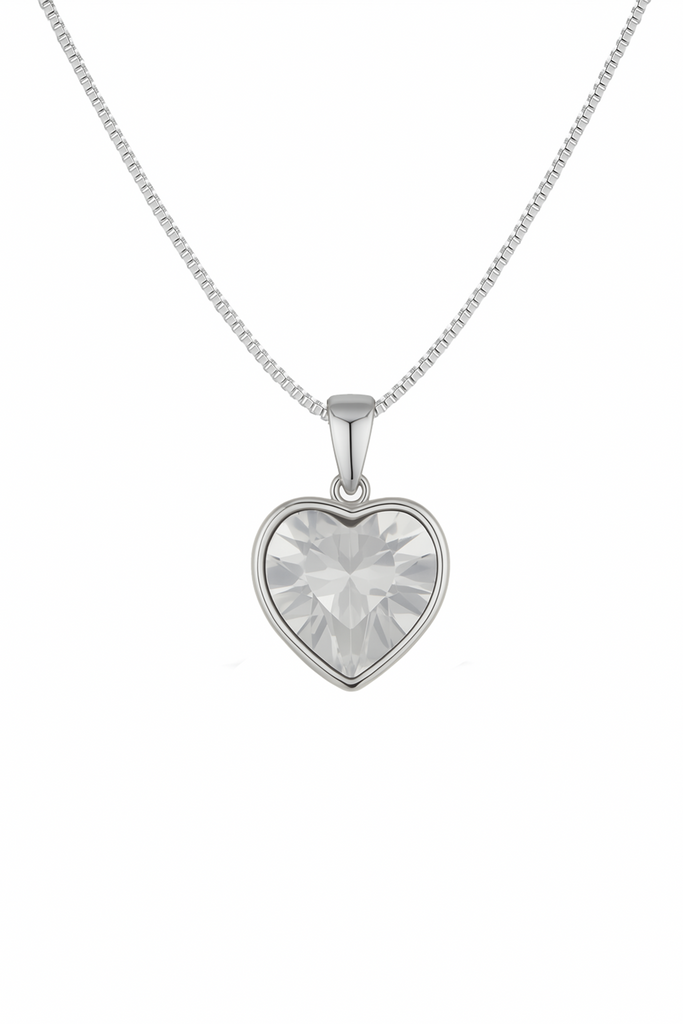 Crystal Heart Solitaire Pendant Necklace