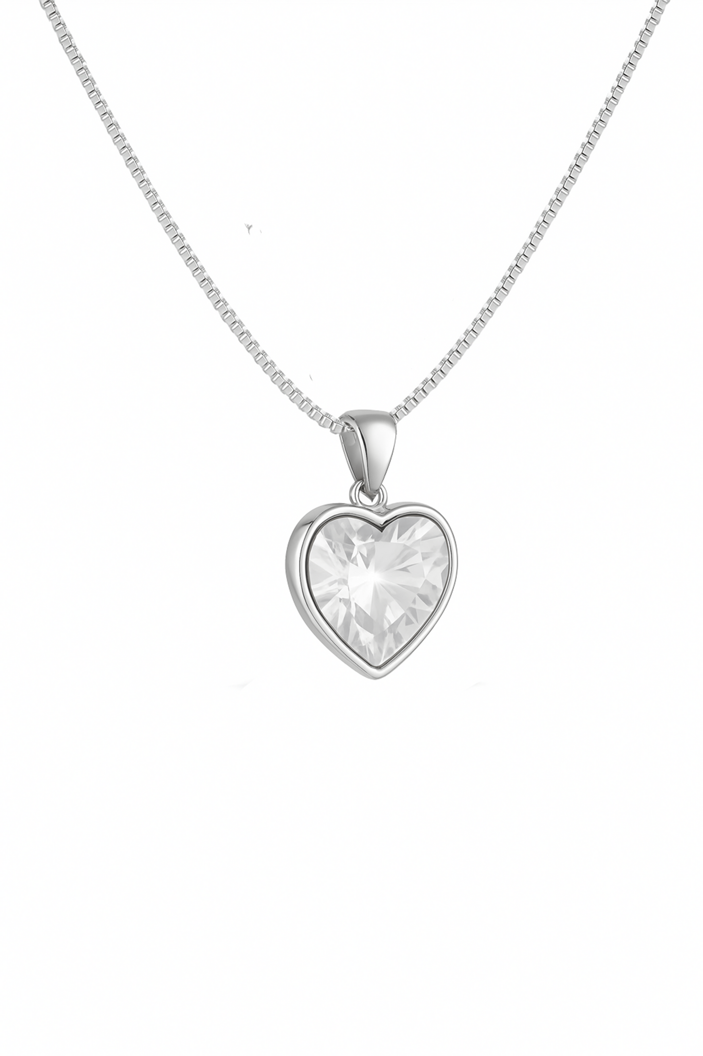 Crystal Heart Solitaire Pendant Necklace