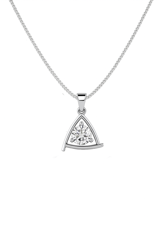 Triangle Solitaire 925 Silver Pendant for Women