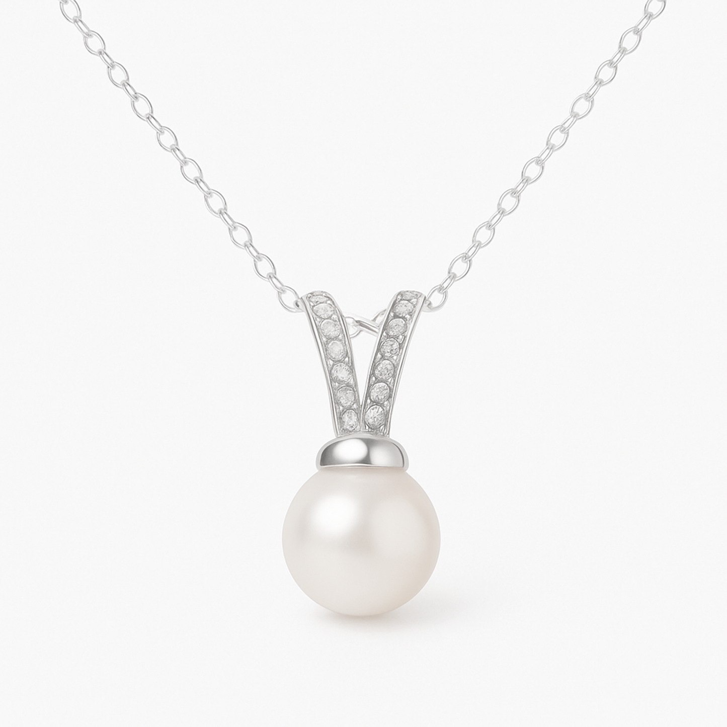 Elegant Pearl & Diamond Accent Pendant Necklace for Women