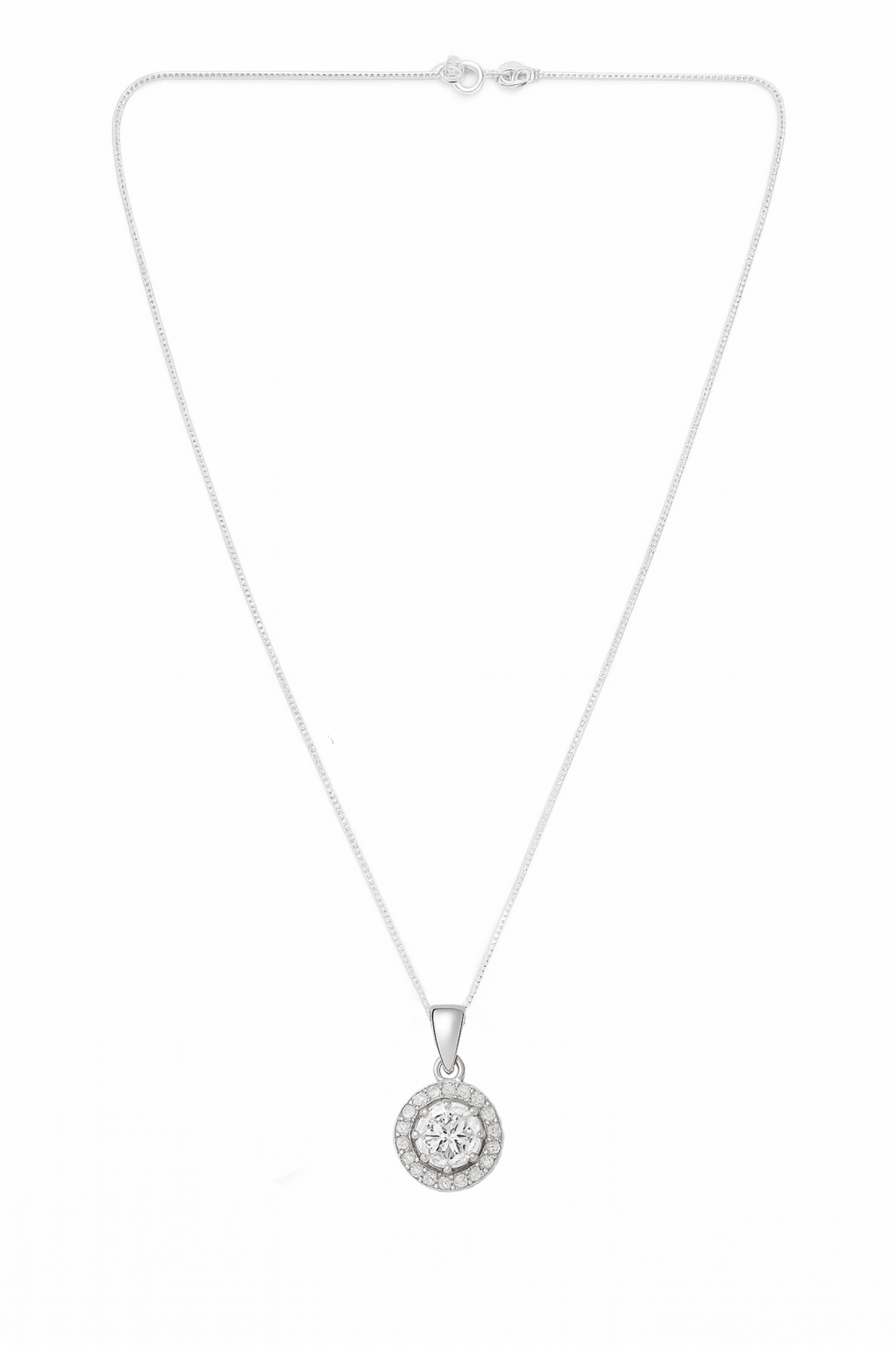 Celeste Halo Round-Cut Pendant Necklace