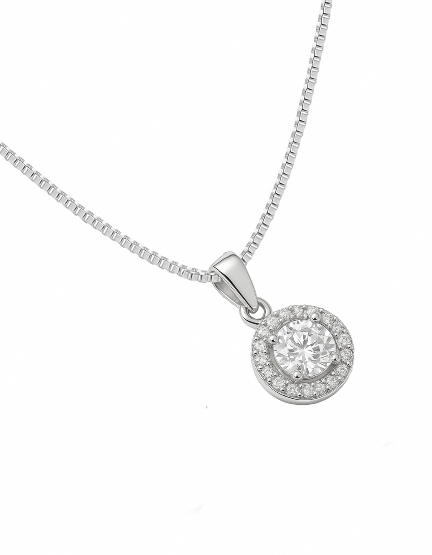 Celeste Halo Round-Cut Pendant Necklace