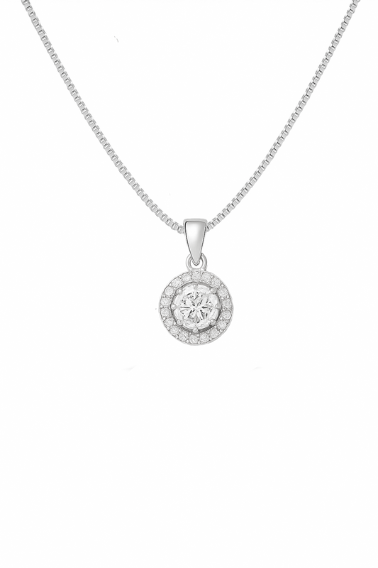 Celeste Halo Round-Cut Pendant Necklace