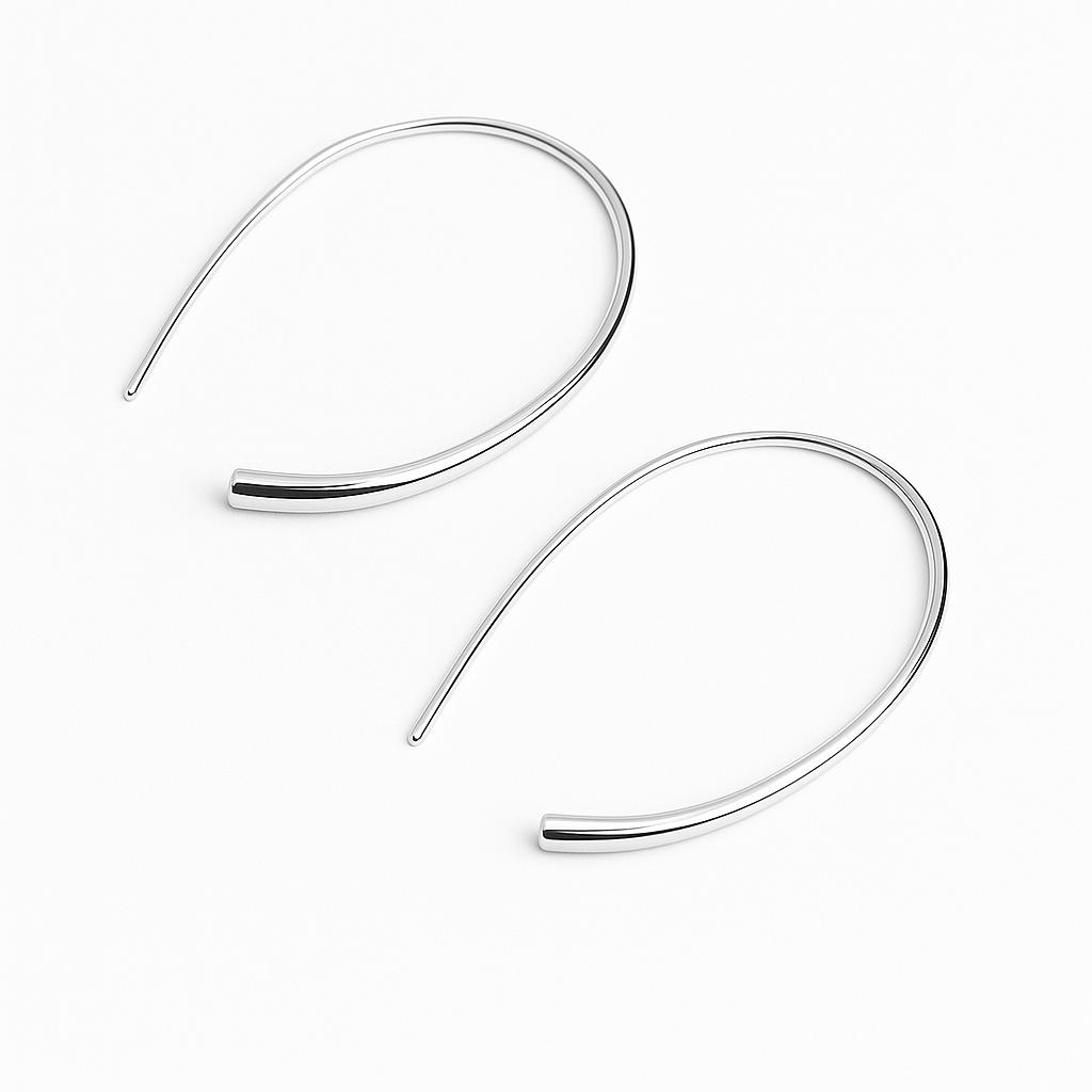 Sleek Curve Silver Threader Earrings for Women