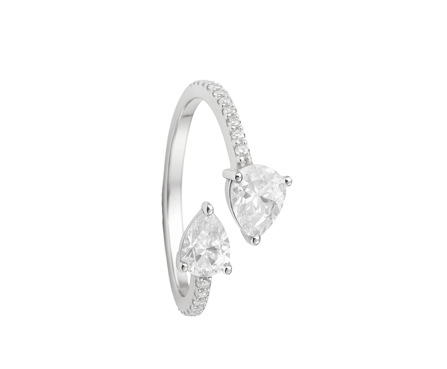 Twin Teardrop 925 Silver Ring for Women