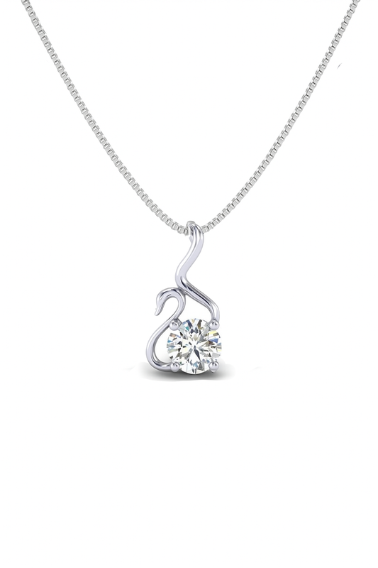 Graceful Swan 925 Silver Pendant with Solitaire Stone