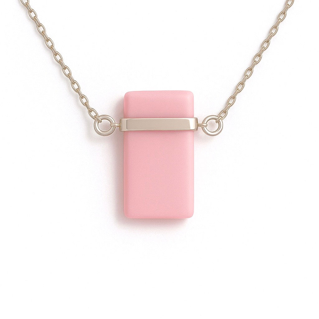 Minimalist Pink Stone Pendant Necklace for Women