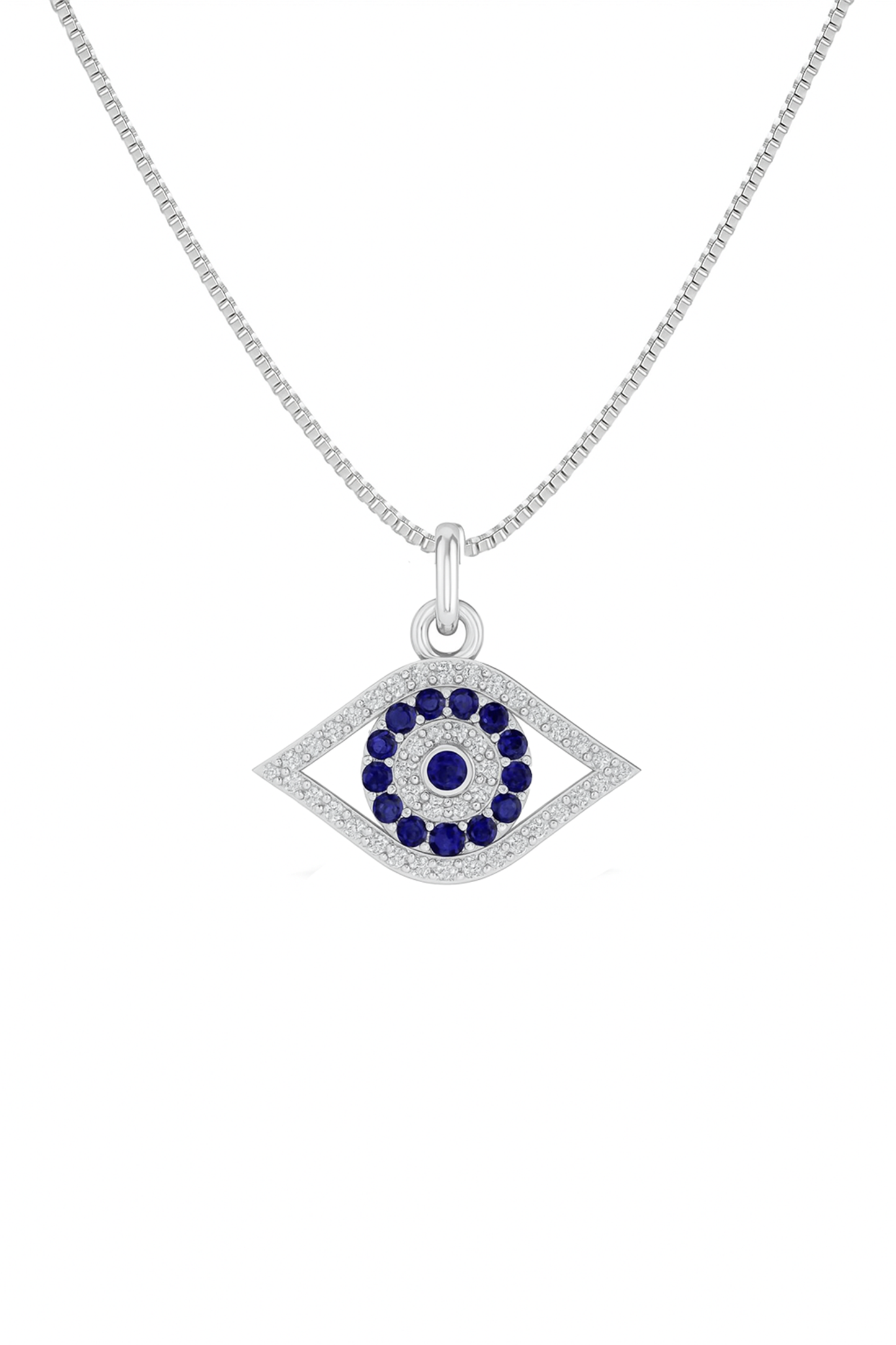 Silver Evil Eye Pendant Necklace for Women
