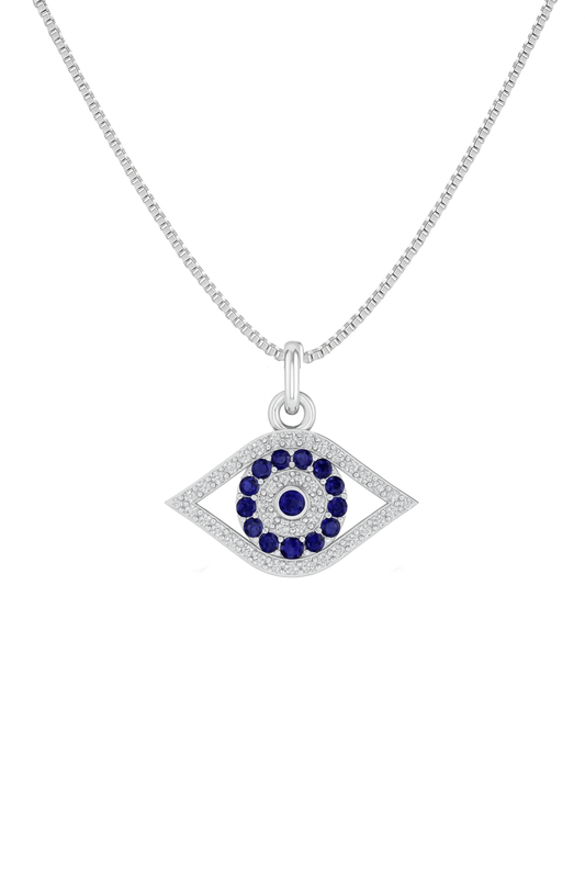 Silver Evil Eye Pendant Necklace for Women