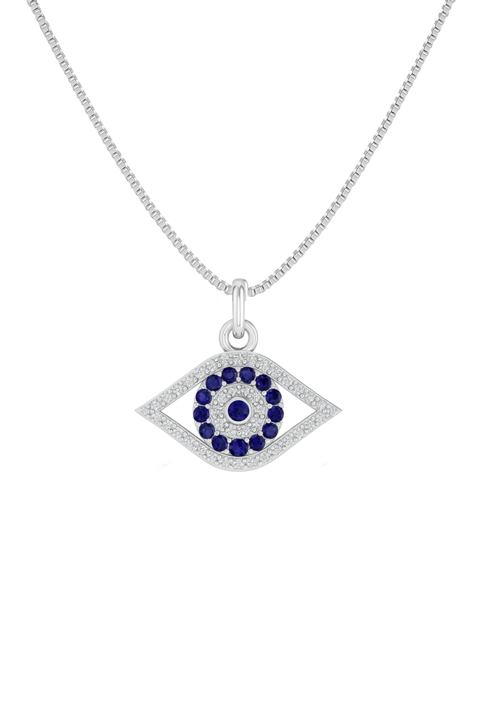 Silver Evil Eye Pendant Necklace for Women