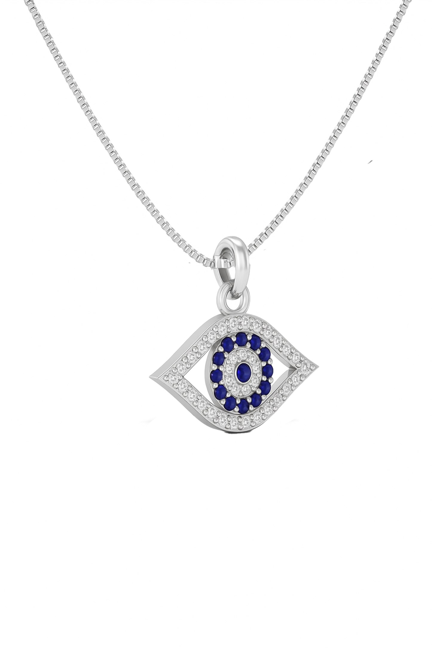 Silver Evil Eye Pendant Necklace for Women