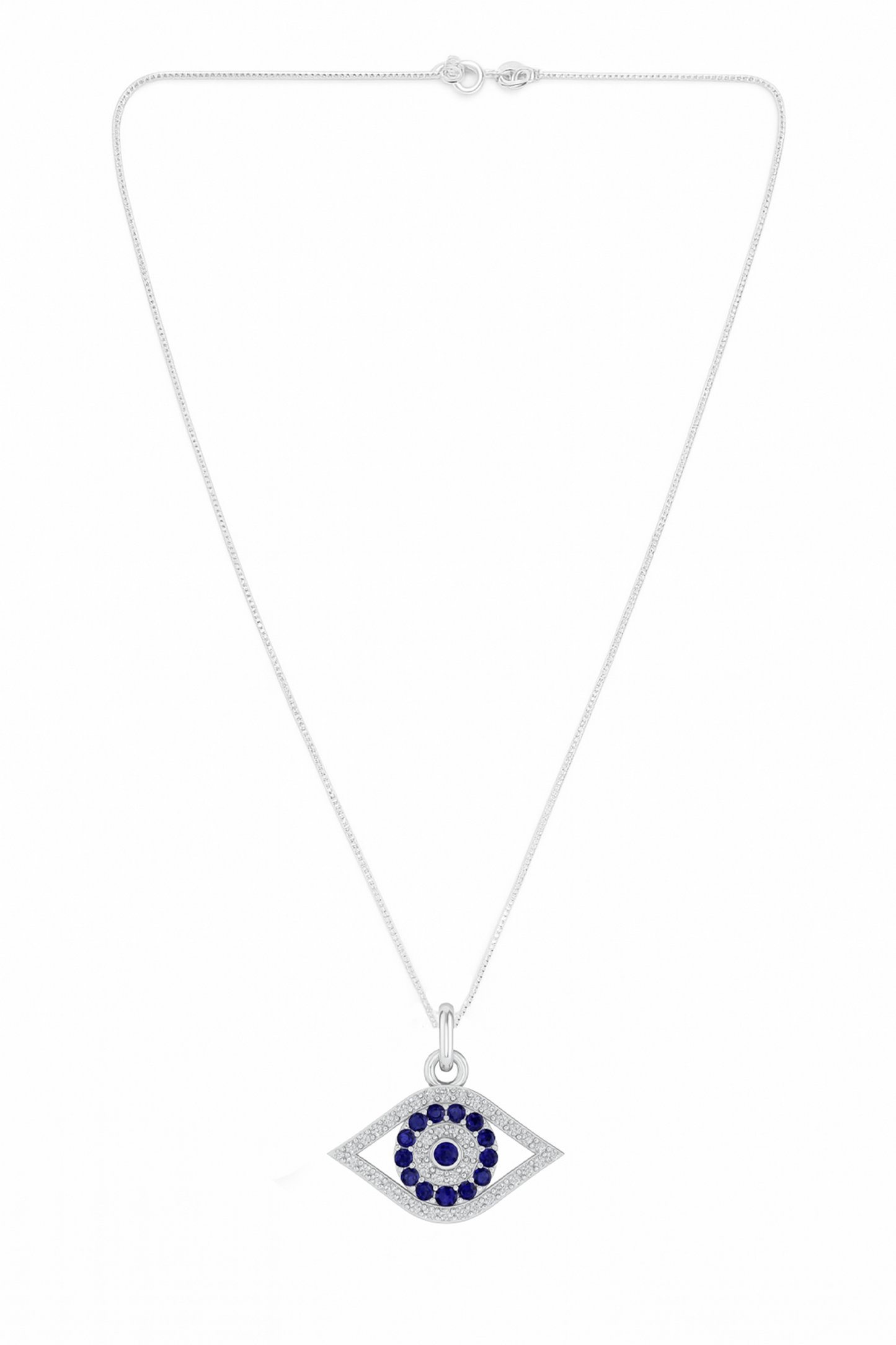 Silver Evil Eye Pendant Necklace for Women