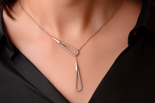 Elegant Dual-Drop Sterling Silver Necklace