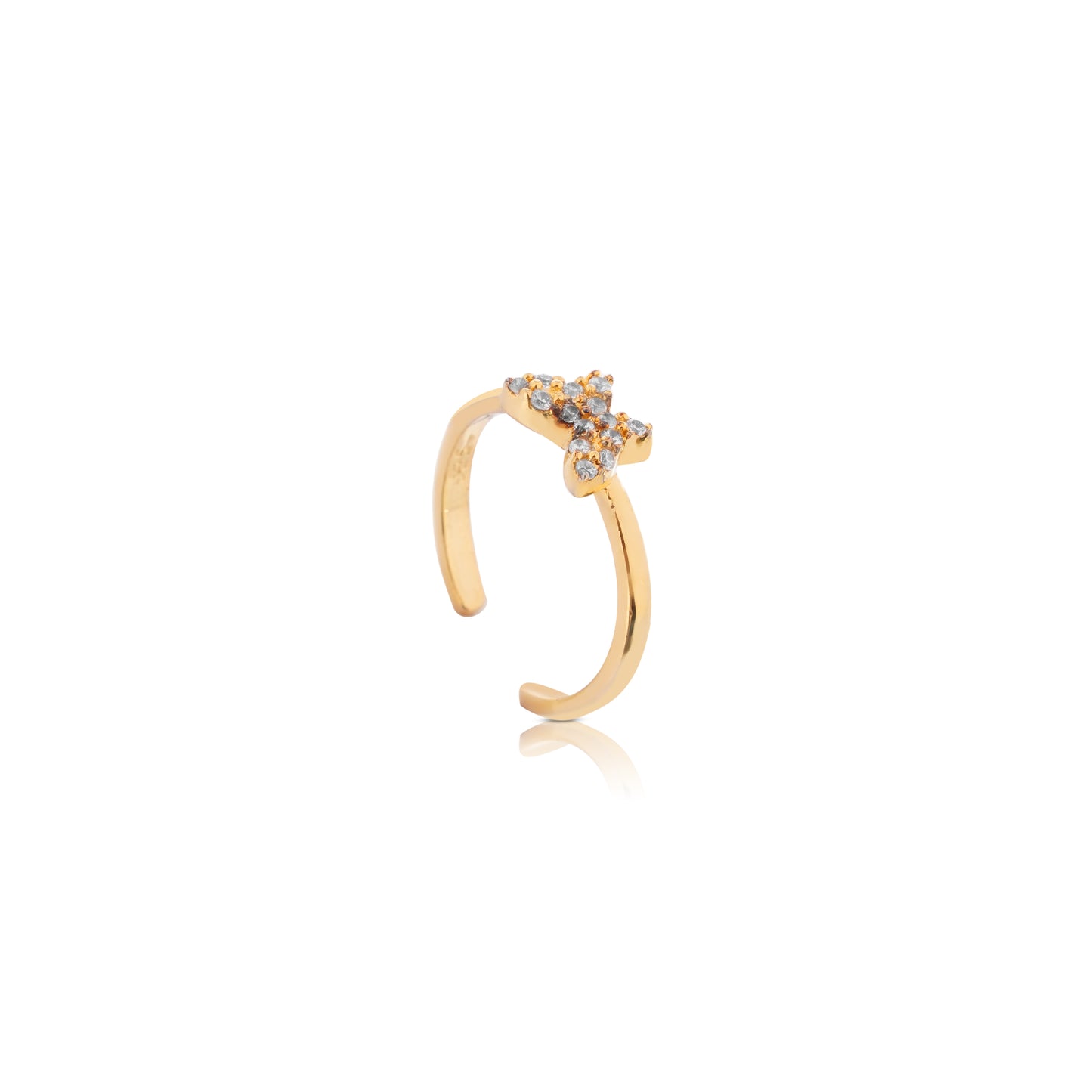 Golden Butterfly Sparkle Silver Ring for Women & Girls