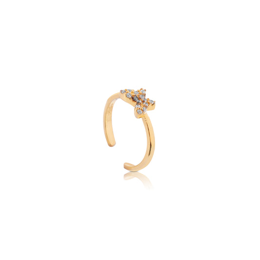 Golden Butterfly Sparkle Silver Ring for Women & Girls