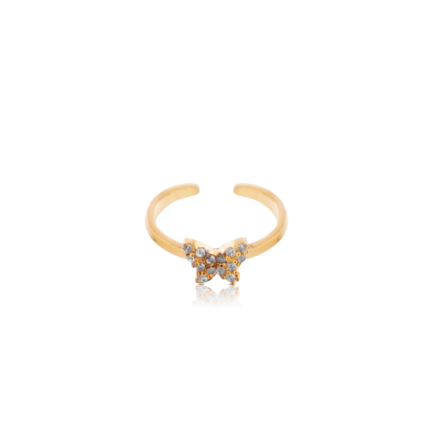 Golden Butterfly Sparkle Silver Ring for Women & Girls