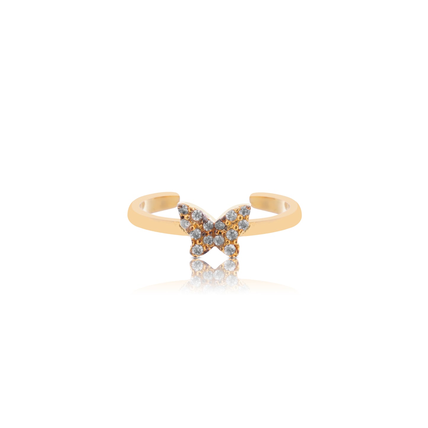 Golden Butterfly Sparkle Silver Ring for Women & Girls