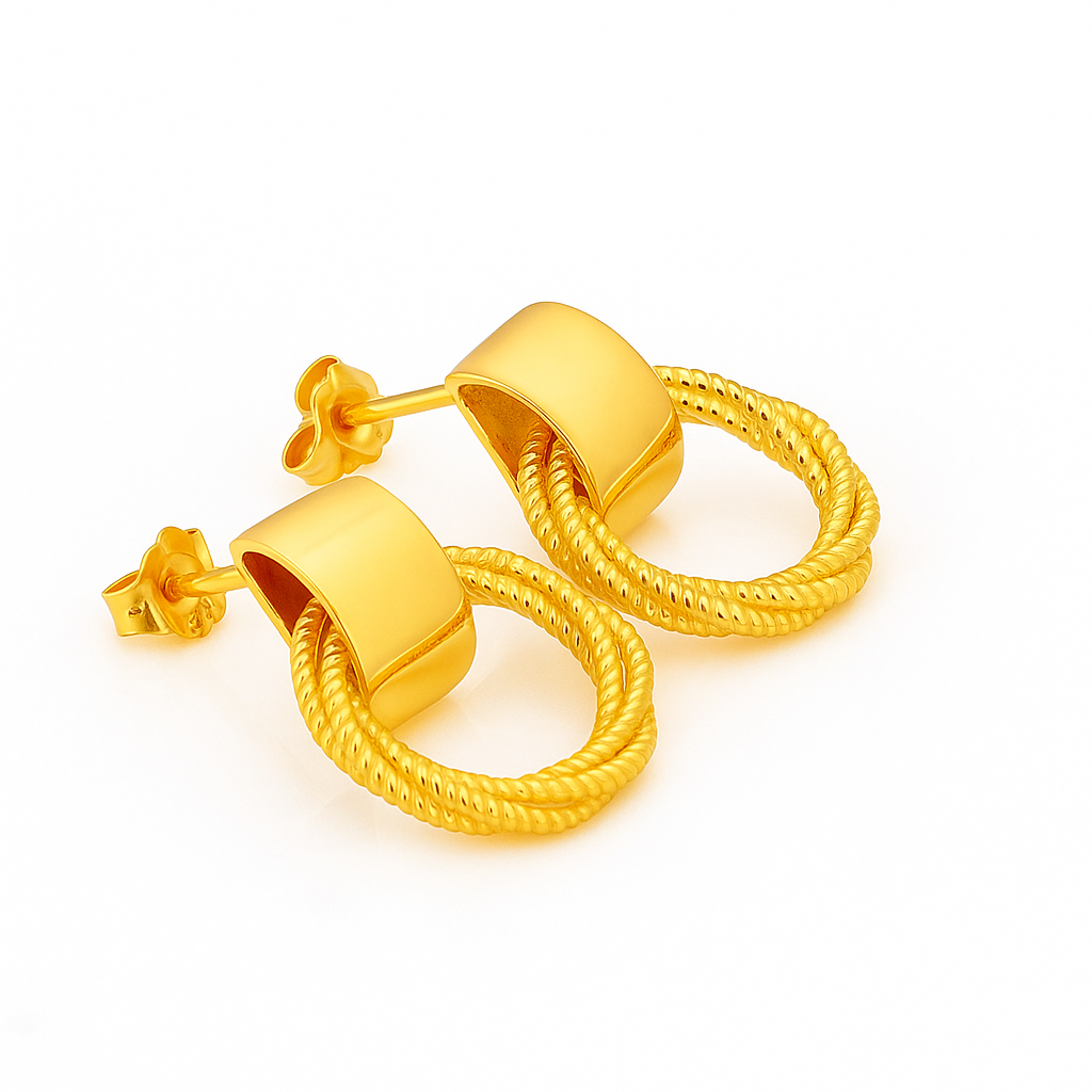 Twisted Hoop Gold-Tone Earrings for Women