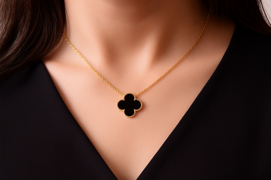 Midnight Clover Pendant in Sterling Silver