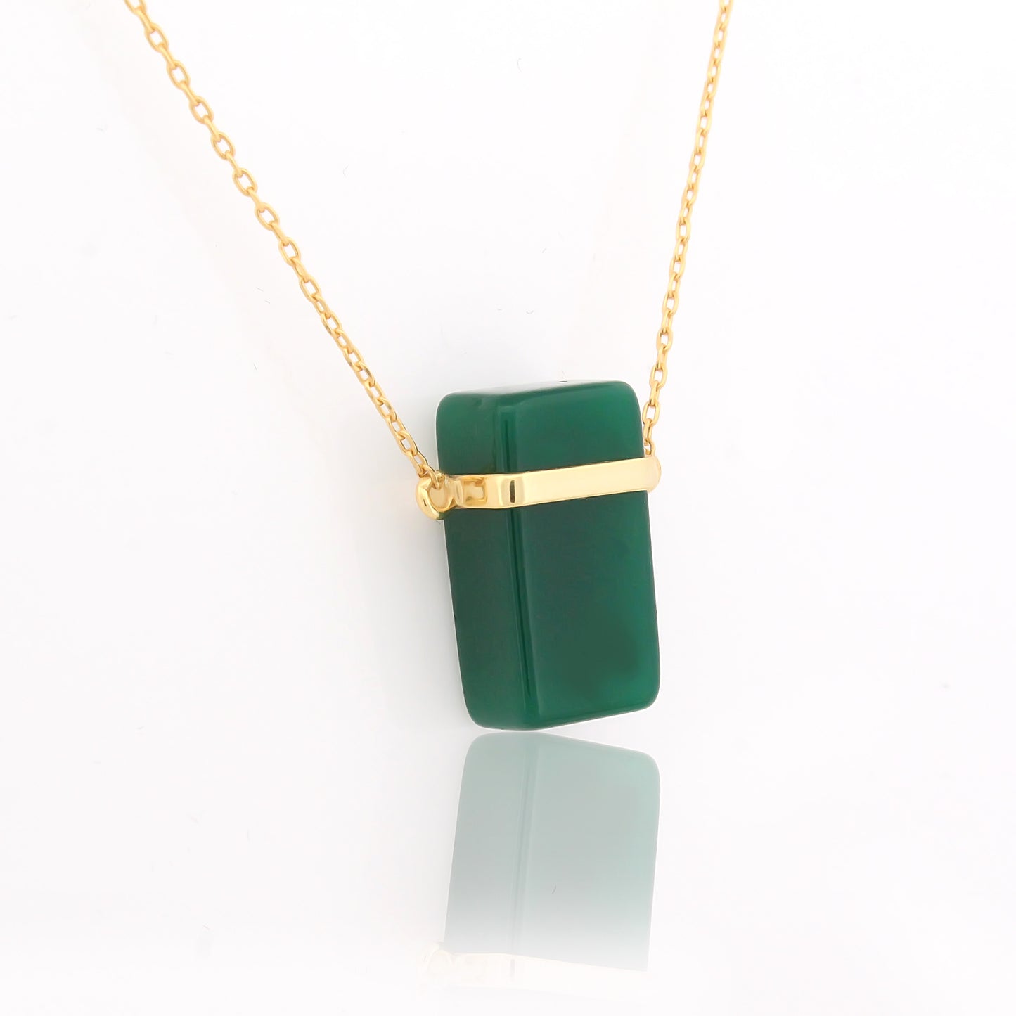Minimalist Green Stone Pendant in Sterling Silver