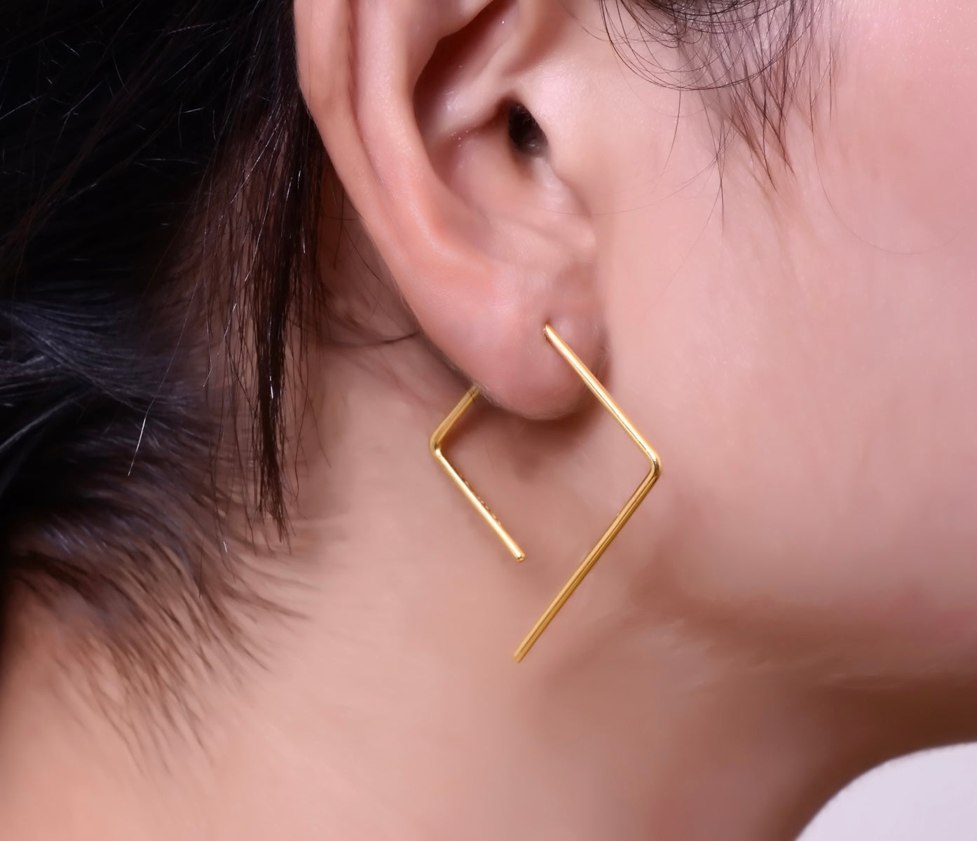 Geometric Gold-Plated Open Hoop Earrings for Women
