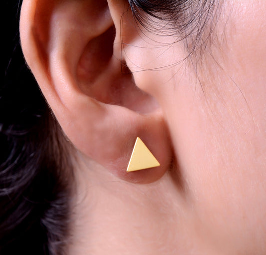 Minimalist Triangle Gold Stud Earrings for Women
