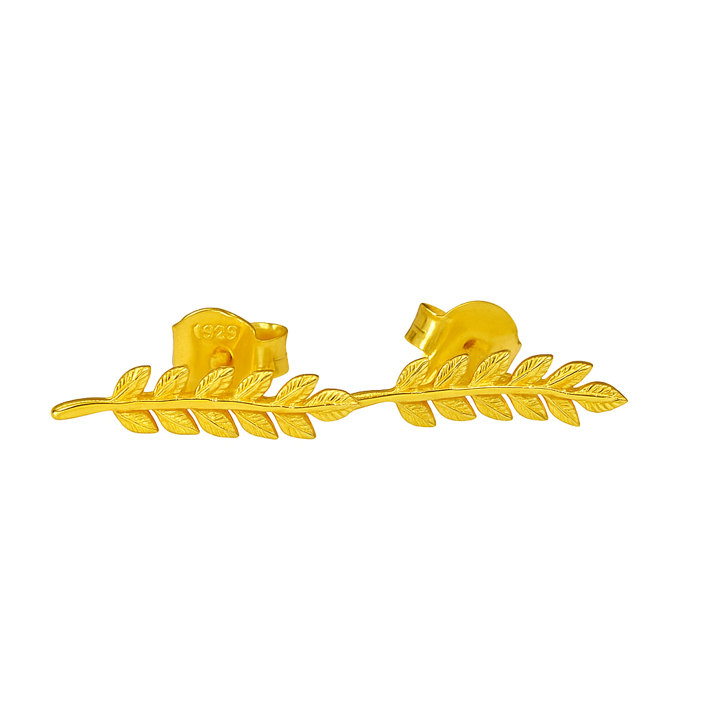 Golden Leaf Ear Climber Earrings for Women