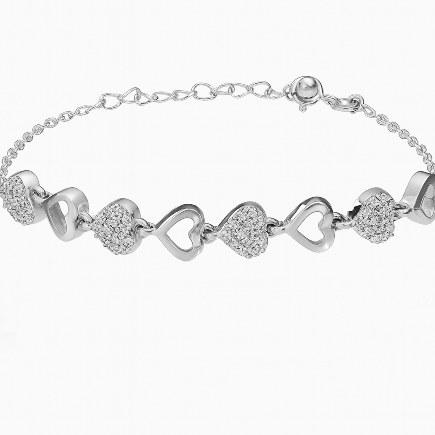 Sparkling Heart Chain Bracelet for Women