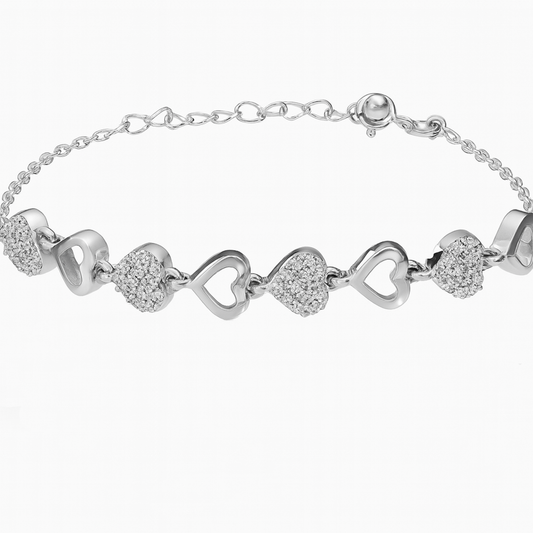 Sparkling Heart Chain Bracelet for Women