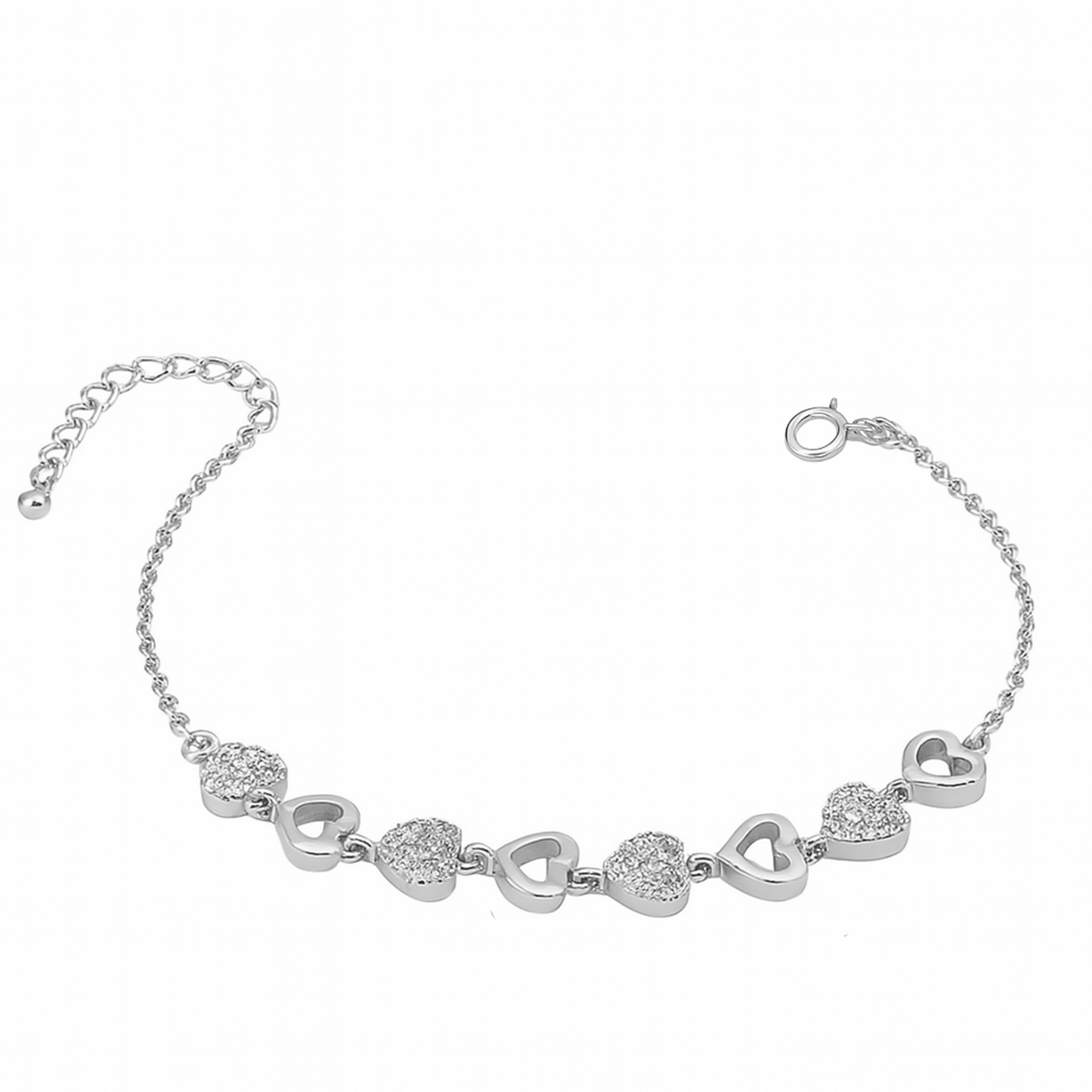 Sparkling Heart Chain Bracelet for Women