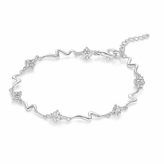 Silver Wave Elegance Bracelet for Women