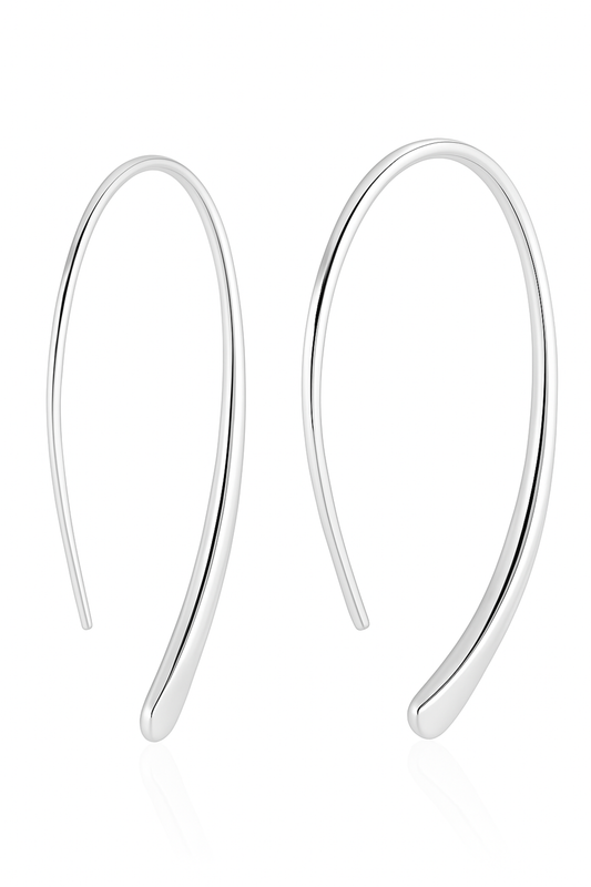Sleek Curve Silver Threader Earrings for Women